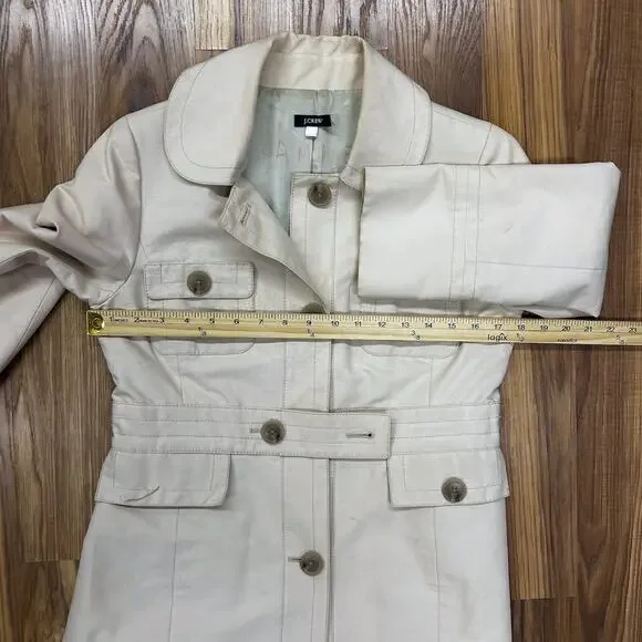 RARE Y2K J.Crew SAMPLE Tailored Trench Coat Classic Khaki Belted Pre-Production - Picture 13 of 16